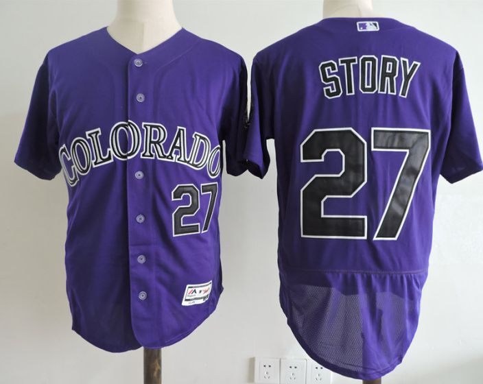 Men Colorado Rockies #27 Story Purple Elite MLB Jerseys
